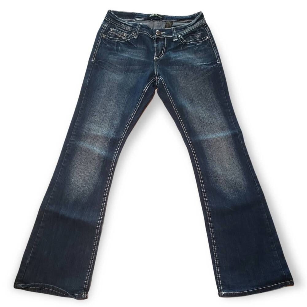 ZCO Boot Cut Denim Dark Washed Embellished Pocket Blue Jeans - Size 4P
